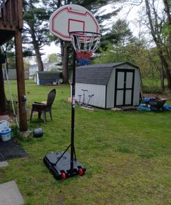 Best Choice Products Kids Height-Adjustable Basketball Hoop, Portable Backboard System w/ 2 Wheels, Fillable Base, Weather-Resistant, Nylon Net, Adjusts from 70.5in to 82.3in - White 37 81hjnmxxKcL