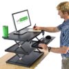 CHANGEdesk Tall Ergonomic Standing Desk Converter for Laptops Single Monitors Adjustable Height Desktop sit Stand up Riser with Keyboard Tray Affordable Compact Small Computer Workstation Black 4 81hkToydh9L