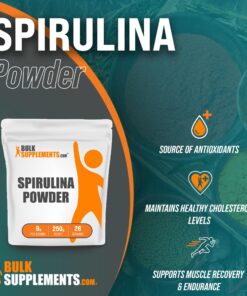 BulkSupplements.com Organic Spirulina Powder - Blue Green Algae - Organic Superfood Powder - Green Powder Superfood - 3g of Pure Organic Spirulina per Serving (250 Grams - 8.8 oz) 8.81 Ounce (Pack of 1) 10 81hlrw7Y0KL