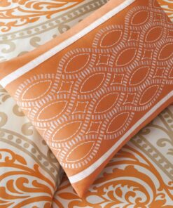 Intelligent Design Senna Comforter Set Full/Queen Size - Orange/Taupe, Damask – 5 Piece Bed Sets – All Season Ultra Soft Microfiber Teen Bedding - Great For Guest Room and Girls Bedroom 35 81hmdyd5ML