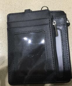 Badge Holder with Zipper, Wisdompro School Supply 2-Sided PU Leather College ID Badge Holder with 1 ID Window, 4 Card Holder Slots, 1 Side Pocket and 20 Inch Leather Neck Strap Lanyard -Vertical Black Vertical 43 81hnFDaKv7L