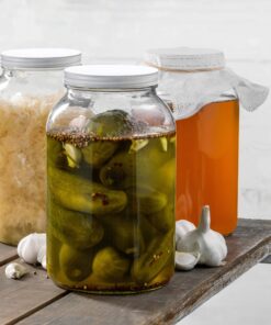 Paksh Novelty 1-Gallon Glass Jar Wide Mouth with Airtight Metal Lid - USDA Approved BPA-Free Dishwasher Safe Large Mason Jar for Fermenting, Kombucha, Kefir, Storing and Canning Uses, Clear (1 Jar) Metal Lid, 1 Pack 23 81hqoxdltkL