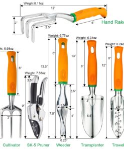 Alternative view of UKOKE Garden Tool Set, 12 Piece Aluminum Hand Tool Kit, Garden Canvas Apron with Storage Pocket, Outdoor Tool, Heavy Duty Gardening Work Set with Ergonomic Handle, Gardening Tools for women men Garden Tool Set -12PCS