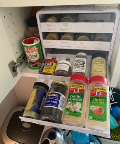 YouCopia SpiceStack Adjustable Spice Rack Organizer, Pull-Down 24-Bottle Seasonings and Spices Holder for Kitchen Cabinet and Pantry Organization with 104 Included Labels White 49 81hwx Q6hHL