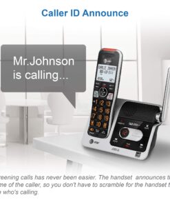 AT&T BL102-2 DECT 6.0 2-Handset Cordless Phone for Home with Answering Machine, Call Blocking, Caller ID Announcer, Audio Assist, Intercom, and Unsurpassed Range, Silver/Black 2 Handset 27 81hyKojU3tL