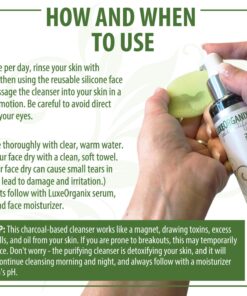 LuxeOrganix Purifying Organic Face Wash for Oily Skin with Bamboo Charcoal, Vitamin C, Aloe Vera, and Silicone Scrubby (5 oz) 21 81hyMKysquL