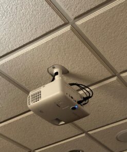 Amer Mounts AMRDCP100KIT Universal Adjustable 2 x 2 feet Drop Ceiling Projector Mount, Suspended Drop-in Ceiling Projection Mounting Kit, White 38 81hyr 6UodL