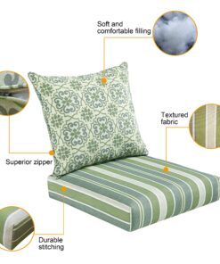 BOSSIMA Indoor/Outdoor Black/Gold Damask Deep Seat Chair Cushion Set,Spring/Summer Seasonal Replacement Cushions 9 81i0epRmJ0L