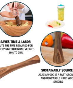 Masontops Pickle Packer - Acacia Wood Vegetable Fermentation Tamper - Cabbage Sauerkraut Pounder - Fermenting Food Tool 17 81i2J09kCL