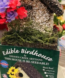 Edible Birdhouses | Reseedable Wooden Birdhouse Covered w/Birdseed | Squirrel Proof Bird Feeder | Made in The USA (SD) Short Dark Roof 26 81i2sPv6mUL