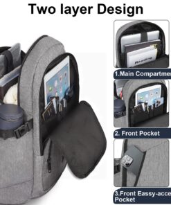 Mancro Laptop Backpack for Travel, Anti-theft Laptop Backpack for Men Business Backpack Work Daypack with USB Charging Port, Grey 15.6 inch 32 81i2zA5J5FL