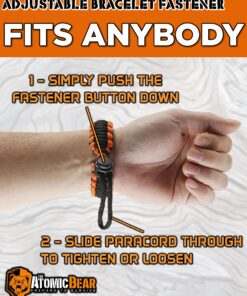 Atomic Bear Paracord Bracelet (2 Pack) - Adjustable - Fire Starter - Loud Whistle - Perfect for Hiking, Camping, Fishing and Hunting - Black & Black+Orange 28 81i3JczKCLL 4