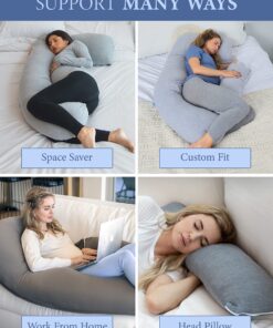 Pharmedoc Pregnancy Pillows, U-Shape Full Body Pillow – Jersey Cover Grey – Pregnancy Pillows for Sleeping – Body Pillows for Adults, Maternity Pillow and Pregnancy Must Haves U Grey 21 81i3sRC0YiL