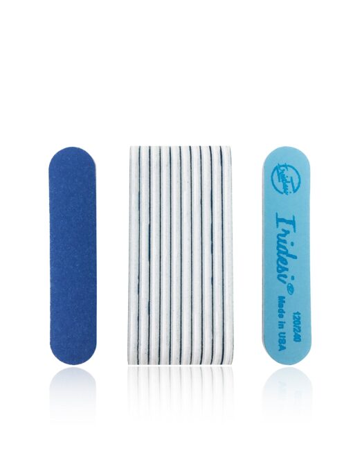 Iridesi Professional Mini Blue Finger Nail Files 120/240 Washable Emery Boards 3-1/2 Inches Long 50 Fingernail Files Per Pack 50 Pack