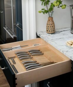 Rev-A-Shelf Dual Row Trim To Fit Knife Block Drawer Organizer with Storage Holder for Kitchen Utensils, 55 Slot Cutlery Tray, Wood, 4WDKB-1 Natural 29 81i6Z70ZR6L