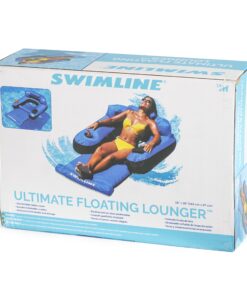 Swimline Inflatable Durable Fabric Swimming Pool Floating Lounger Chair with Armrest, Backrest, and Built-in Cupholder for Adults and Kids, Blue 18 81i7GBtiRL