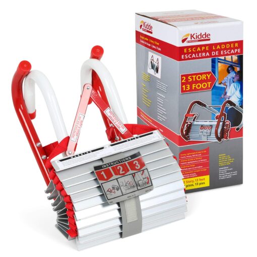 Kidde Fire Escape Ladder, 2-Story Rope Ladder, Extends to 13-Feet, Anti-Slip Rungs 13-Foot