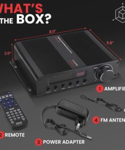 Pyle 100W 5 Channel Audio Amplifier - Wireless Bluetooth Home Theater Power Stereo Receiver with Surround Sound w/HDMI, AUX, FM Antenna, Subwoofer Speaker Input, 12V Adapter 12 81i9 TLCKdL