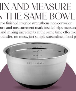 Bellemain Stainless Steel Non-Slip Mixing Bowls with Lids (4-Piece Set) 4 Piece Silver /Black 37 81i9I3YncjL