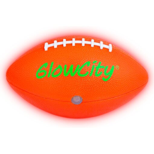 GlowCity Glow in The Dark Football - Light Up LED Ball - Perfect for Evening Play, Camping, and Beach Fun! Adult 10"