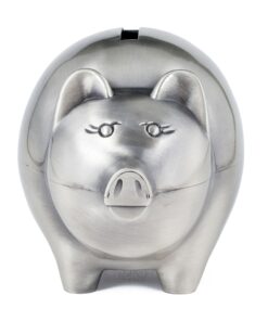 Creative Gifts International Large Pewter Pig Piggy Bank for Kids, Newborn Gift, Silver, Brushed Non-Tarnish Nickel Plated Finish, 3" x 3.75", Gift Box Included 5 81iD5RyefsL