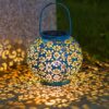 Homeimpro Solar Big Lantern Hanging Garden Outdoor Waterproof Decorative Lights Metal Table Lamp for Patio, Yard, Christmas Gift, 2023 New Updated Bottom Pattern (1Pack, Teal Blue) 7 81iD9Og HL