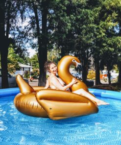Jasonwell Giant Inflatable Pool Float - Golden Swan Pegasus Pool Floatie Summer Beach Swimming Outdoor Pool Party Lounge Raft Decorations Toys for Adults & Kids Gold Swan 33 81iEBHGopfL