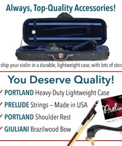 Bunnel Premier Violin Outfit 3/4 Size - Carrying Case and Accessories Included — Solid Maple Wood and Ebony Fittings By Kennedy Violins 3/4-size 23 81iED8yNAYL 3