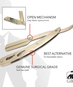 Alternative view of G.B.S Professional Barber Straight Edge Razor Safety with 20-Pack Platinum Blades - 100 Percent Stainless Steel (Chrome)