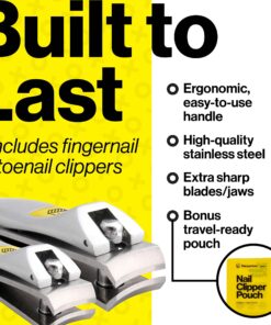 Nail Clippers Set - 2 Pack Stainless Steel Ingrown Toenail Tool, Professional Fingernail & Toenail Clippers for Thick Nails (Pedicure Nail Clippers) Silver 37 81iGEWJ35kL