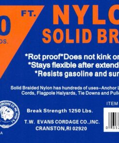 T.W Evans Cordage 44-083 1/4-Inch Solid Braid Nylon Rope 50-Feet Hank 10 81iGzzThqxL