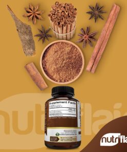 NutriFlair Organic Ceylon Cinnamon (100% Certified ) 1200mg per Serving, 120 Capsules - Joints, Inflammatory, Antioxidant, Glucose Metabolism Support- 120 Count (Pack of 1) 120 Count (Pack of 1) 21 81iI eOo0L