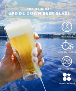 Alternative view of Dragon Glassware Beer Glasses, Clear Double Wall Insulated Pub Mugs, Upside Down Design, Holds One Full Beer Bottle, Freezable Glass for Beer Lovers, 13.5 oz Capacity, Set of 2 2 Count (Pack of 1)