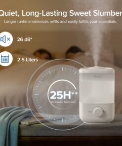 LEVOIT Top Fill Humidifiers for Bedroom, 2.5L Large Tank, Easy to Fill and Clean, 26dB Quiet Cool Mist Air Humidifier for Home Baby Nursery & Plants,Auto Shut-off and BPA-Free for Safety, 25H Runtime White 16 81iJVUUBfYL
