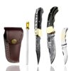 Best.Buy.Damascus1 Pocket knife Buffalo Horn Damascus knife, Pocket Knife For Men, 4pcs Knife Set, Folding Knife, With knife Sharpeners, Premium Quality gifts for men Black 25 81iMctBACBL