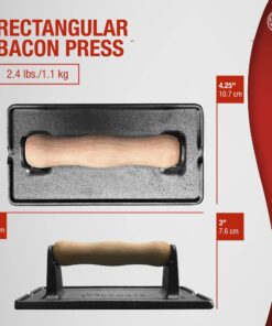 Victoria Rectangular Cast Iron Meat Press with a Wooden Handle, Preseasoned with Flaxseed Oil, Made in Colombia 8.3 x 4.4 Inch 26 81iMxSeZ7NL