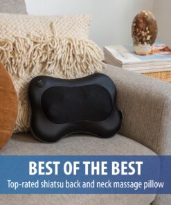 Zyllion Back and Neck Massager with Heat - 3D Deep Tissue Shiatsu Massage Pillow for Chair, Car and Muscle Pain on Whole Body: Shoulders, Calf, Foot, Legs, Arms (NOT Cordless) - Black (ZMA-13-BK) 35 81iNHJoH0sL