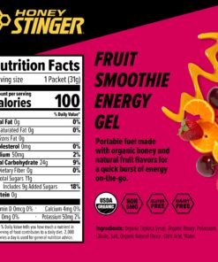 Honey Stinger Organic Fruit Smoothie Energy Gel | Gluten Free & Caffeine Free | For Exercise, Running and Performance | Sports Nutrition for Home & Gym, Pre and Mid Workout | 24 Pack, 26.4 Ounce 1.1 Ounce (Pack of 24) 12 81iNdDTZt0L