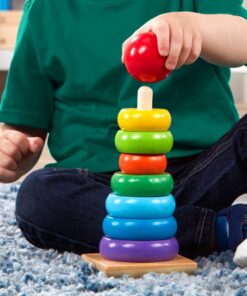 Melissa & Doug Rainbow Stacker Wooden Ring Educational Toy - Wooden Rainbow Stacking Rings Baby Toy, Stacker Toys For Infants And Toddlers 32 81iOCsIZ42L 1