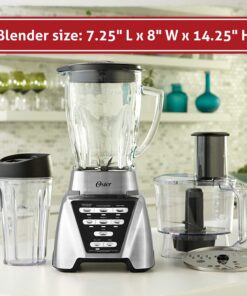 Oster Blender | Pro 1200 with Glass Jar, 24-Ounce Smoothie Cup and Food Processor Attachment, Brushed Nickel - BLSTMB-CBF-000 Blender + Food Processor Brushed Nickel 44 81iOkUocAnL