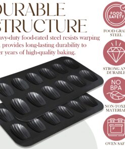 Bellemain Madeleine Pan | 12-Well Madeleine Mold Makes 12 Madeleine Cookies | Nonstick Tea Cake Pan for Madeleines, Cakelet Pan | Warp-Resistant Carbon Steel Madeline Pans (2-Pack) 32 81iQmUyMS9L