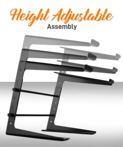 Pyle Portable Adjustable Laptop Stand - 6.3 to 10.9 Inch Anti-Slip Standing Table Monitor or Computer Desk Workstation Riser with Level Height Alignment for DJ, PC, Gaming, Home or Office - PLPTS25 29 81iSYCkrk2L