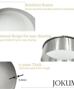 JOKUMO 12 Piece Plain Round Pastry/Cookie Cutter Set Heavy Duty Commercial Grade 18/8 304 Stainless Steel - Metal Marked Size – Perfect For Cooking Enthusiast 12 Pcs Commercial Grade Plain Round Cutter Set 26 81iUErxegaL