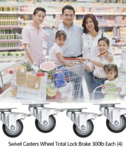 COOCHEER Casters, 3'' Heavy Duty Casters, Load 1200lbs, Lockable Bearing Casters with Brakes, 360-degree Top Plate Swivel Casters for Furniture and Workbench, Casters Set of 4, Black (Free Screws) 18 81iV 3yTLaL