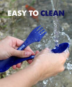 Tapirus 4 Blue Spork to Go Set - Durable and BPA Free Sporks - Spoon, Fork and Knife Combo Utensils Flatware - Mess Kit for Camping, Hunting and Outdoor Activities - Comes in a Carrying Case (Blue) 22 81iWwj CviL