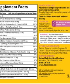 Nature Made Prenatal with Folic Acid + DHA, Prenatal Vitamin and Mineral Supplement for Daily Nutritional Support, 110 Softgels, 110 Day Supply 110 Count 27 81iYJFEgmL