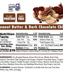 Bonk Breaker Real Food Energy Bar Gluten-Free, 8g Protein, Peanut Butter and Dark Chocolate Chip Flavor, 60g Bar (12 Pack) Peanut Butter Chocolate Chip 14 81iYfA73qoL