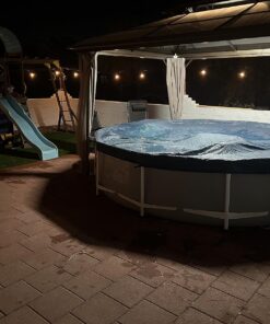 INTEX 28031E Pool Cover: For 12ft Round Metal Frame Pools – Includes Rope Tie – Drain Holes – 10in Overhang – Snug Fit 12-Foot 21 81iZtlXQ8nL
