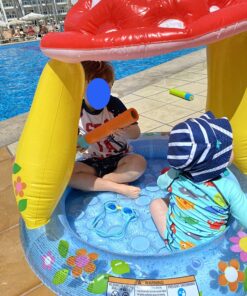 INTEX 57114EP Mushroom Baby Pool: Built-In Mushroom Shade – Soft Inflatable Floor – Durable Vinyl – Ages 1-3 – 40" x 35" 23 81iaCE7LPEL
