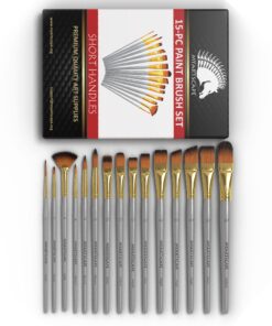 MyArtscape Paint Brush - Set of 15 Art Brushes for Watercolor, Acrylic & Oil Painting - Short Handles 18 81iaSAsbEdL 1